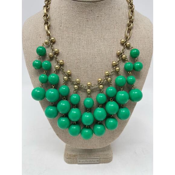Stella & Dot Green Bobbles Festoon Statement Necklace - Picture 1 of 3